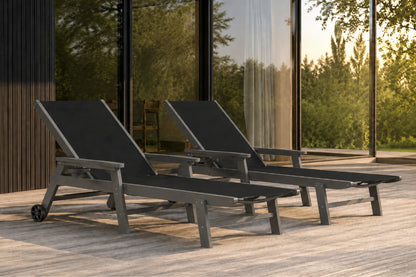 HDPE Outdoor Chaise Lounge with Textilene Fabric
