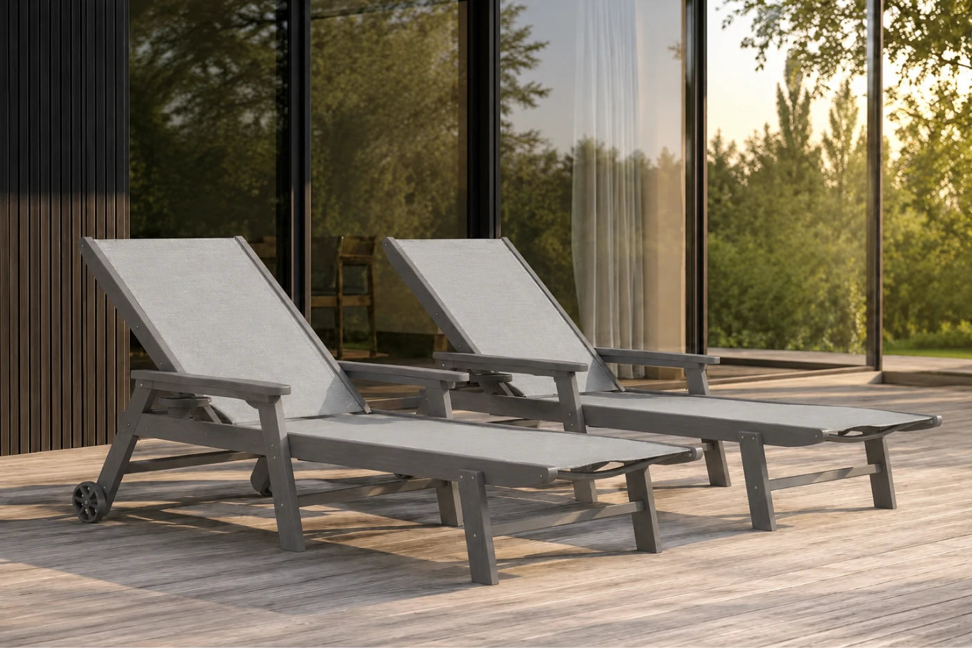 HDPE Outdoor Chaise Lounge with Textilene Fabric
