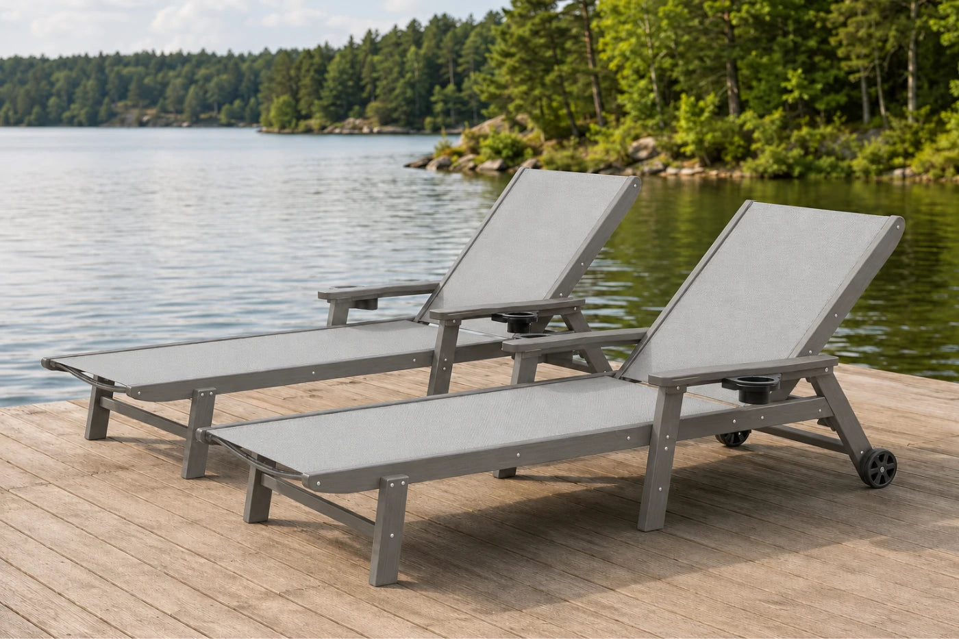 HDPE Outdoor Chaise Lounge with Textilene Fabric