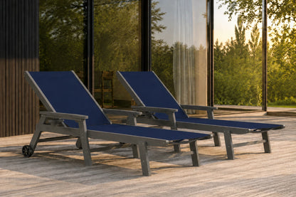 HDPE Outdoor Chaise Lounge with Textilene Fabric
