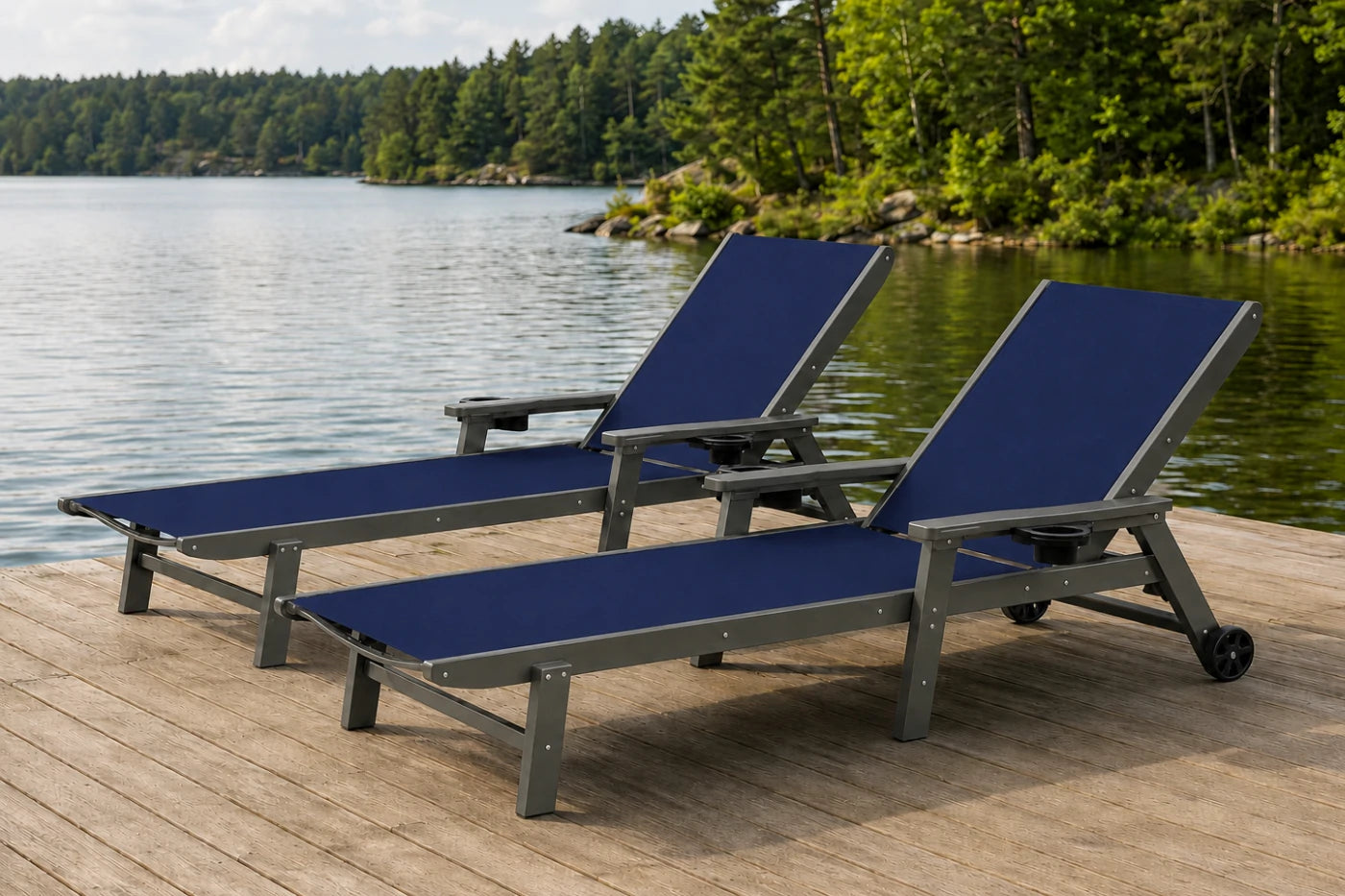 HDPE Outdoor Chaise Lounge with Textilene Fabric