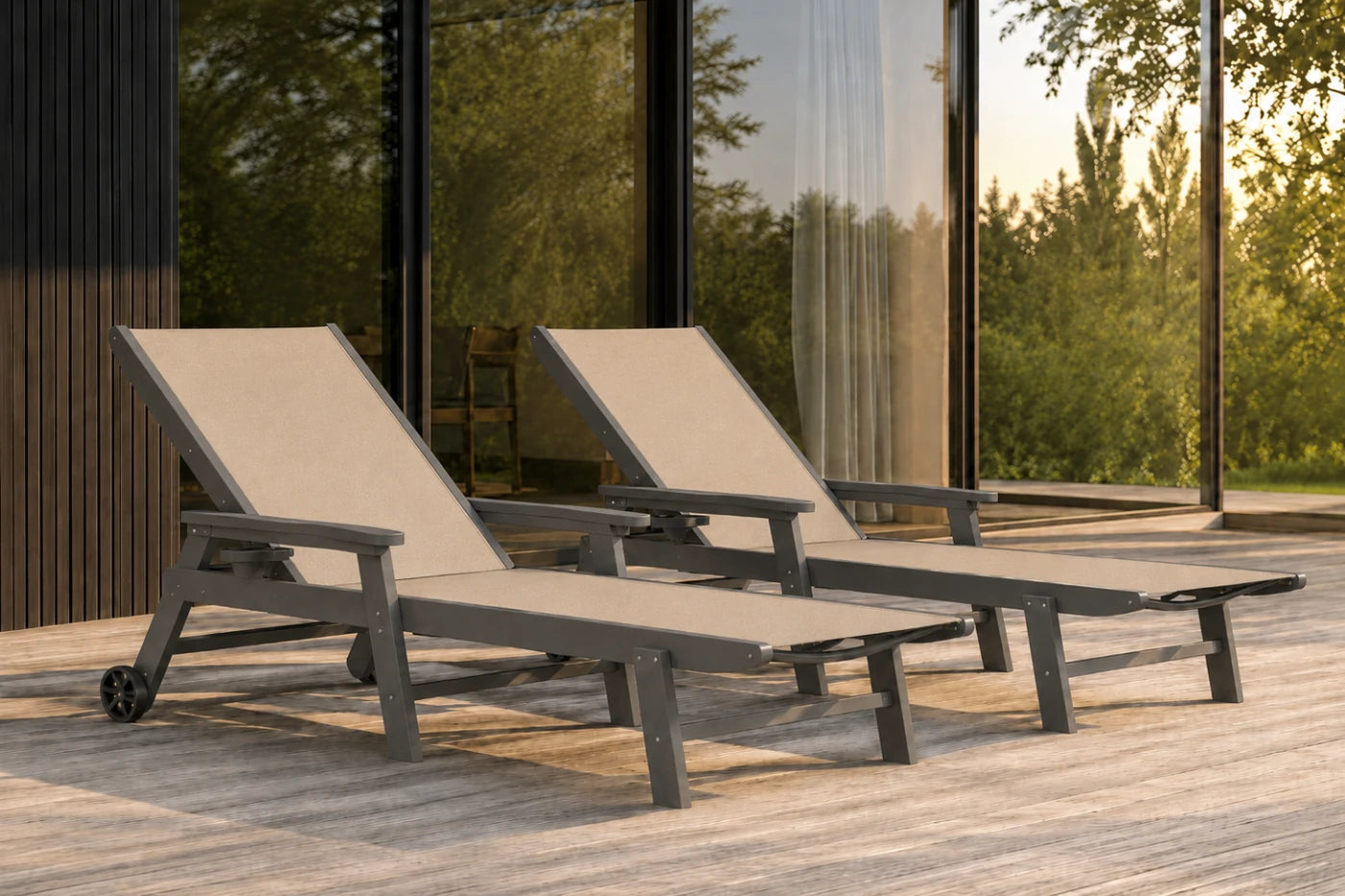 HDPE Outdoor Chaise Lounge with Textilene Fabric