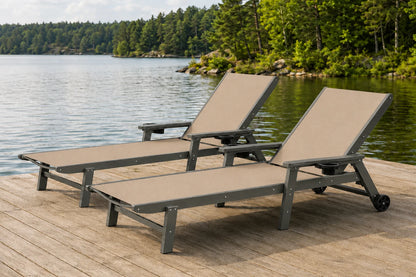 HDPE Outdoor Chaise Lounge with Textilene Fabric