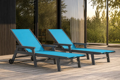 HDPE Outdoor Chaise Lounge with Textilene Fabric