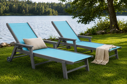 HDPE Outdoor Chaise Lounge with Textilene Fabric