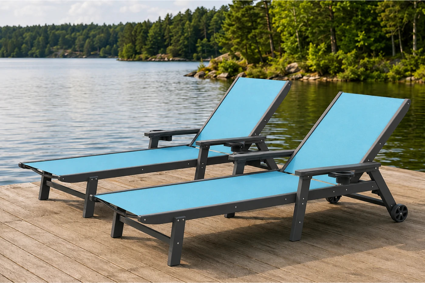 HDPE Outdoor Chaise Lounge with Textilene Fabric