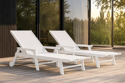 HDPE Outdoor Chaise Lounge with Textilene Fabric