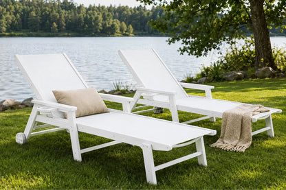 HDPE Outdoor Chaise Lounge with Textilene Fabric