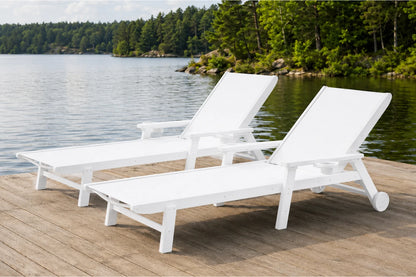 HDPE Outdoor Chaise Lounge with Textilene Fabric