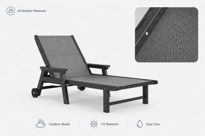 Dark gray HDPE Outdoor Chaise Lounge with all-weather materials ，outdoor ready