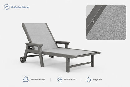 Gray HDPE Outdoor Chaise Lounge with all-weather materials ，outdoor ready