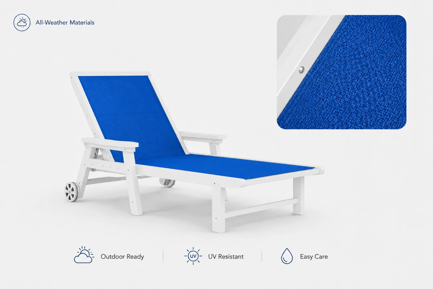 Indigo blue HDPE Outdoor Chaise Lounge with all-weather materials ，outdoor ready