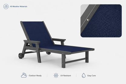 Navy blue HDPE Outdoor Chaise Lounge with all-weather materials ，outdoor ready