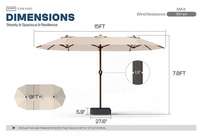 LED Double-Sided Patio Umbrella with Base