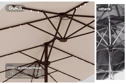 LED Double-Sided Patio Umbrella with Base