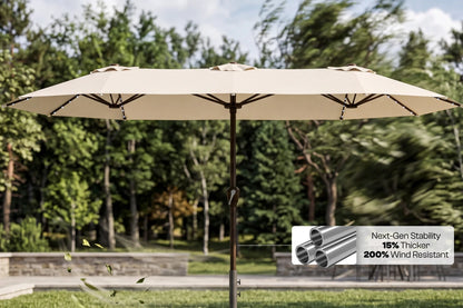 LED Double-Sided Patio Umbrella with Base