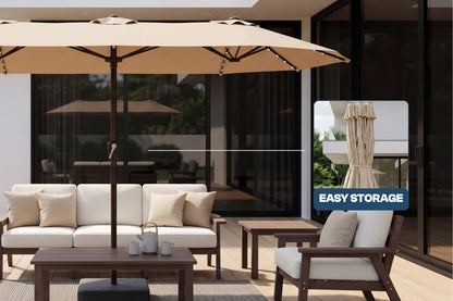 LED Double-Sided Patio Umbrella with Base
