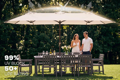 LED Double-Sided Patio Umbrella with Base