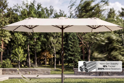 LED Double-Sided Patio Umbrella with Base