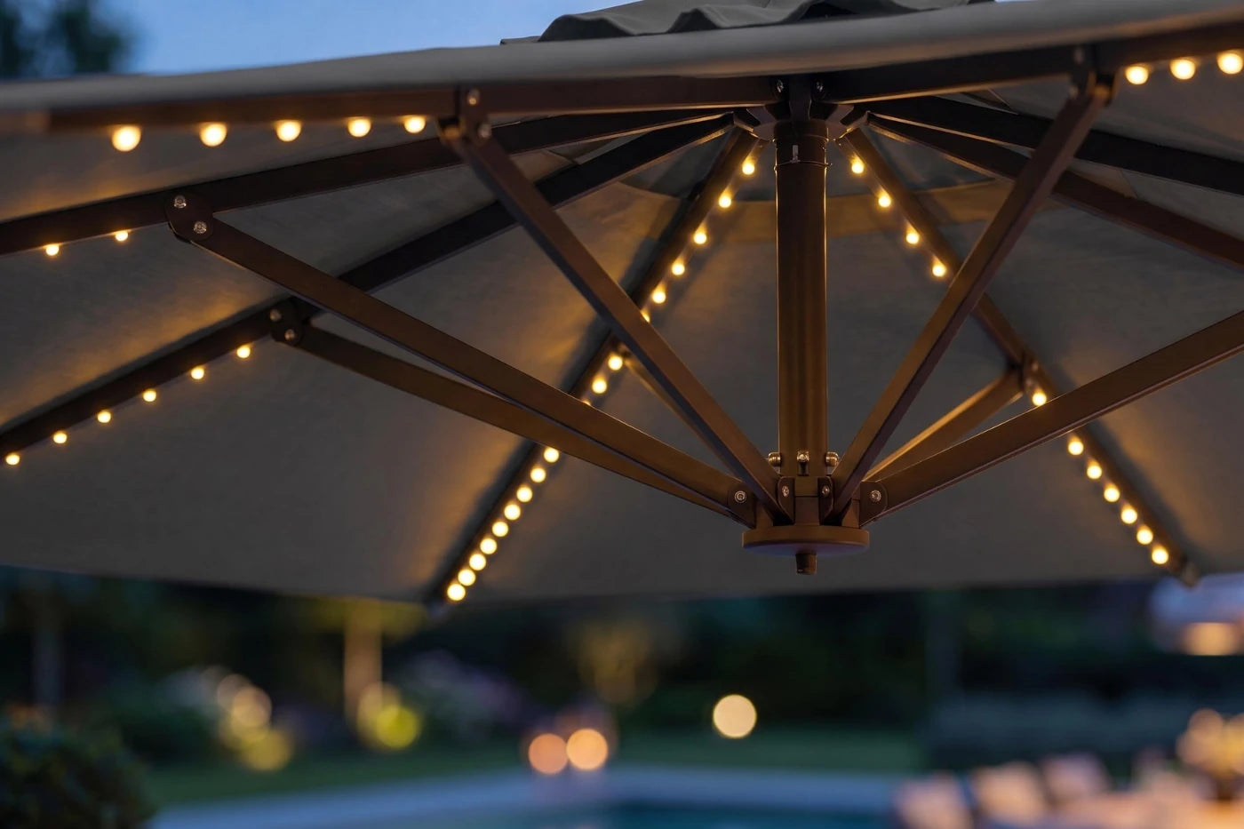 LED Double-Sided Patio Umbrella with Base