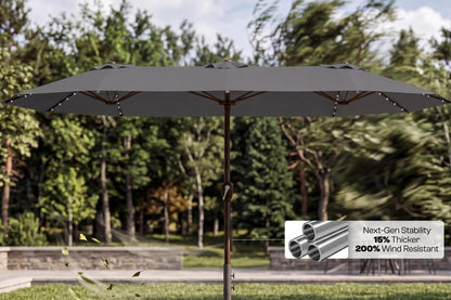 LED Double-Sided Patio Umbrella with Base