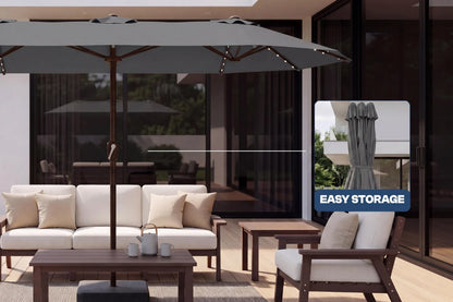 LED Double-Sided Patio Umbrella with Base