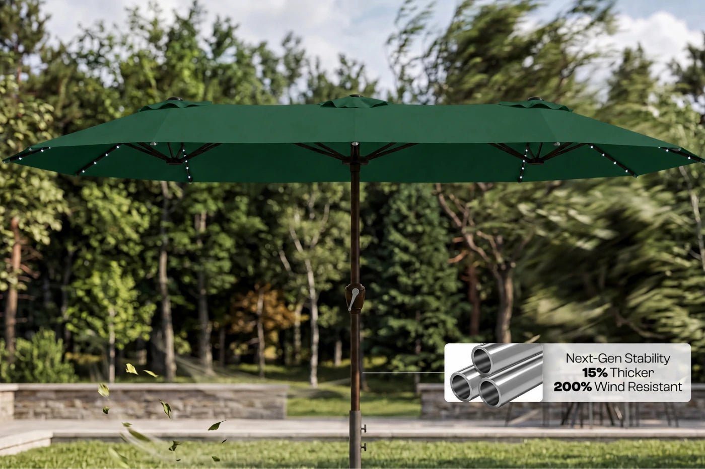 LED Double-Sided Patio Umbrella with Base