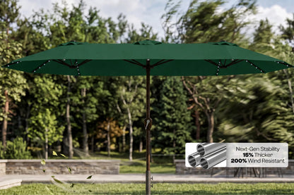 LED Double-Sided Patio Umbrella with Base