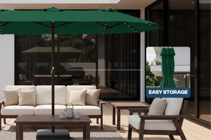 LED Double-Sided Patio Umbrella with Base