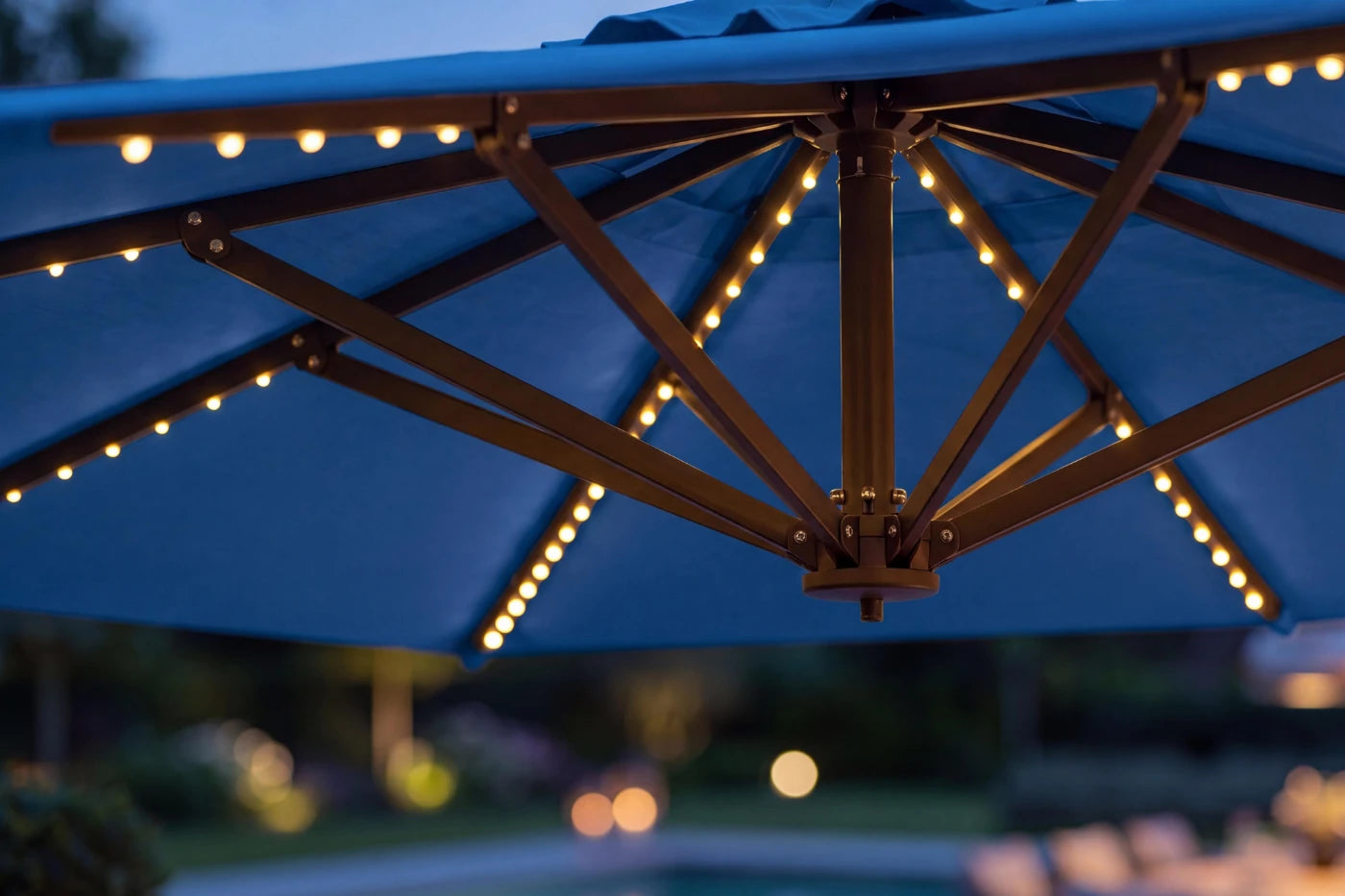 LED Double-Sided Patio Umbrella with Base