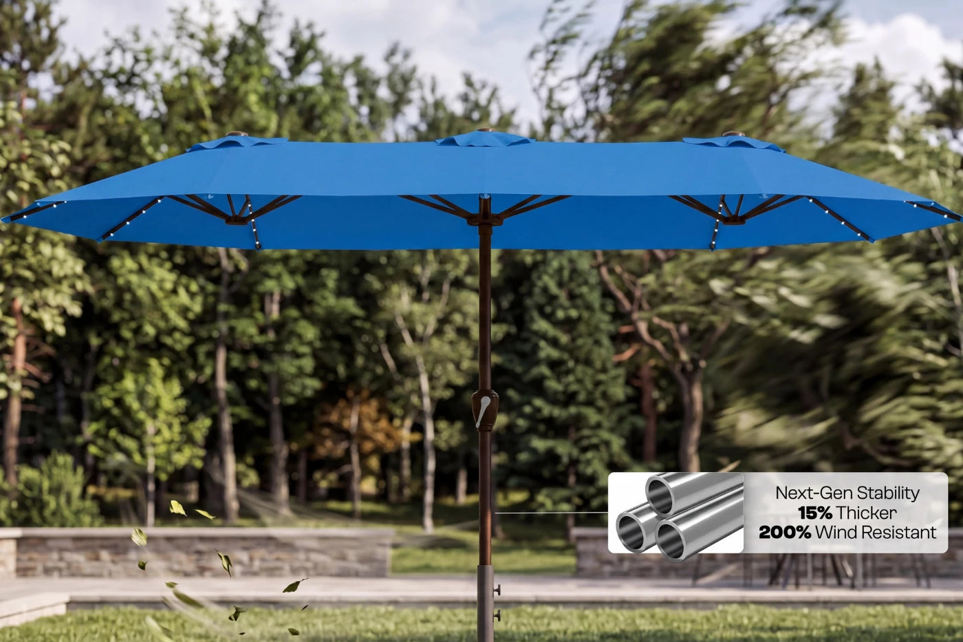 LED Double-Sided Patio Umbrella with Base