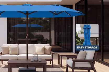 LED Double-Sided Patio Umbrella with Base