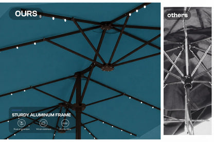LED Double-Sided Patio Umbrella with Base