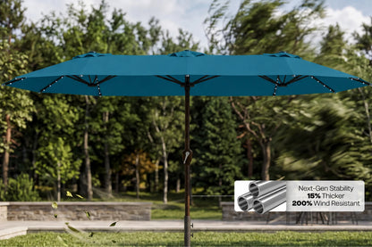 LED Double-Sided Patio Umbrella with Base