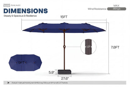LED Double-Sided Patio Umbrella with Base