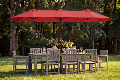 LED Double-Sided Patio Umbrella with Base
