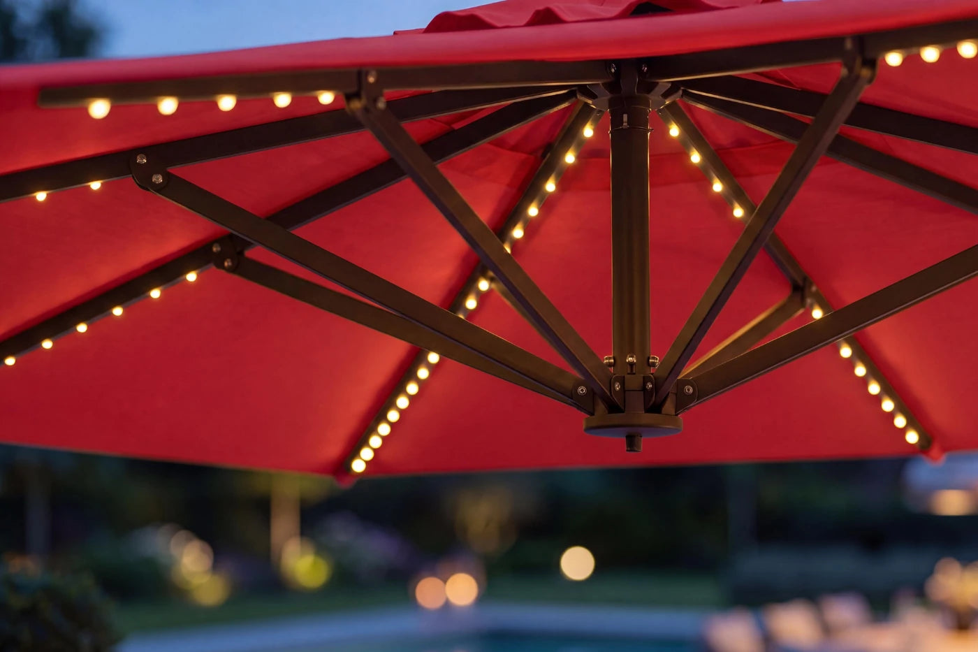 LED Double-Sided Patio Umbrella with Base