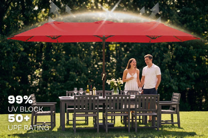 LED Double-Sided Patio Umbrella with Base
