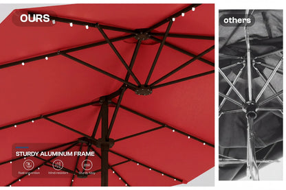 LED Double-Sided Patio Umbrella with Base