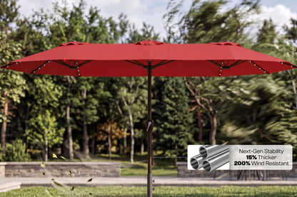 LED Double-Sided Patio Umbrella with Base