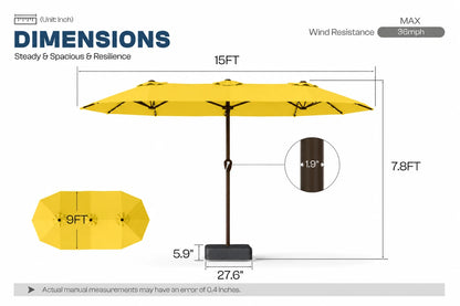 LED Double-Sided Patio Umbrella with Base