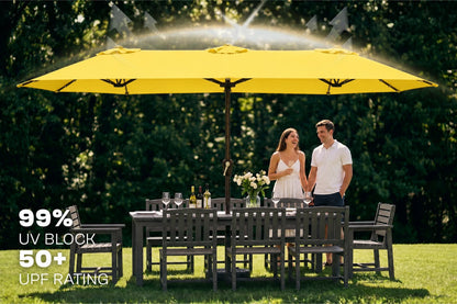 LED Double-Sided Patio Umbrella with Base