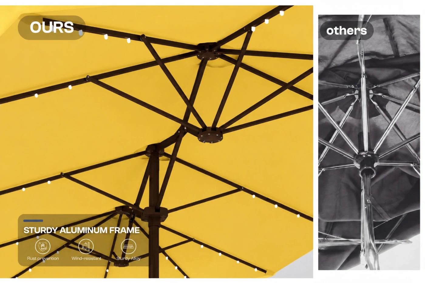LED Double-Sided Patio Umbrella with Base