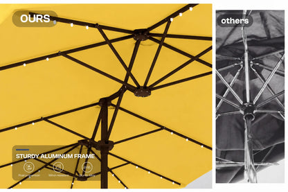 LED Double-Sided Patio Umbrella with Base