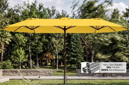 LED Double-Sided Patio Umbrella with Base