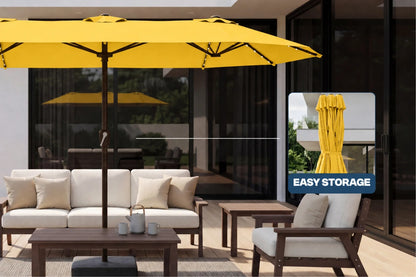 LED Double-Sided Patio Umbrella with Base