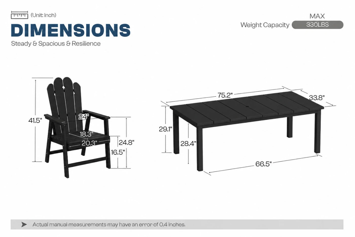 Wave™ All-Weather HDPE Outdoor Dining Set