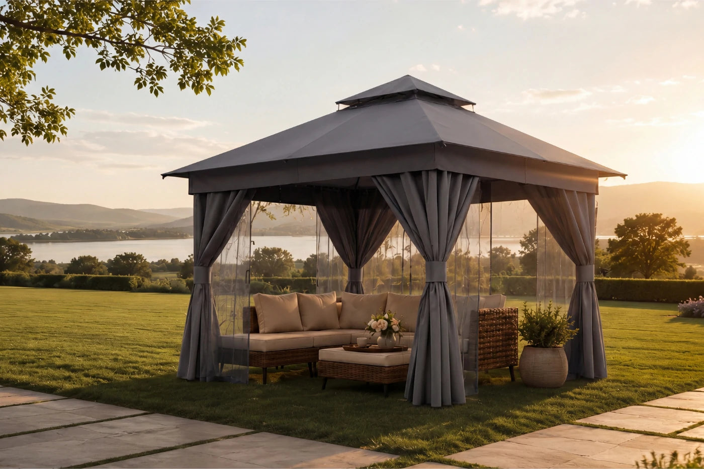 Double Roof Soft Top Gazebo