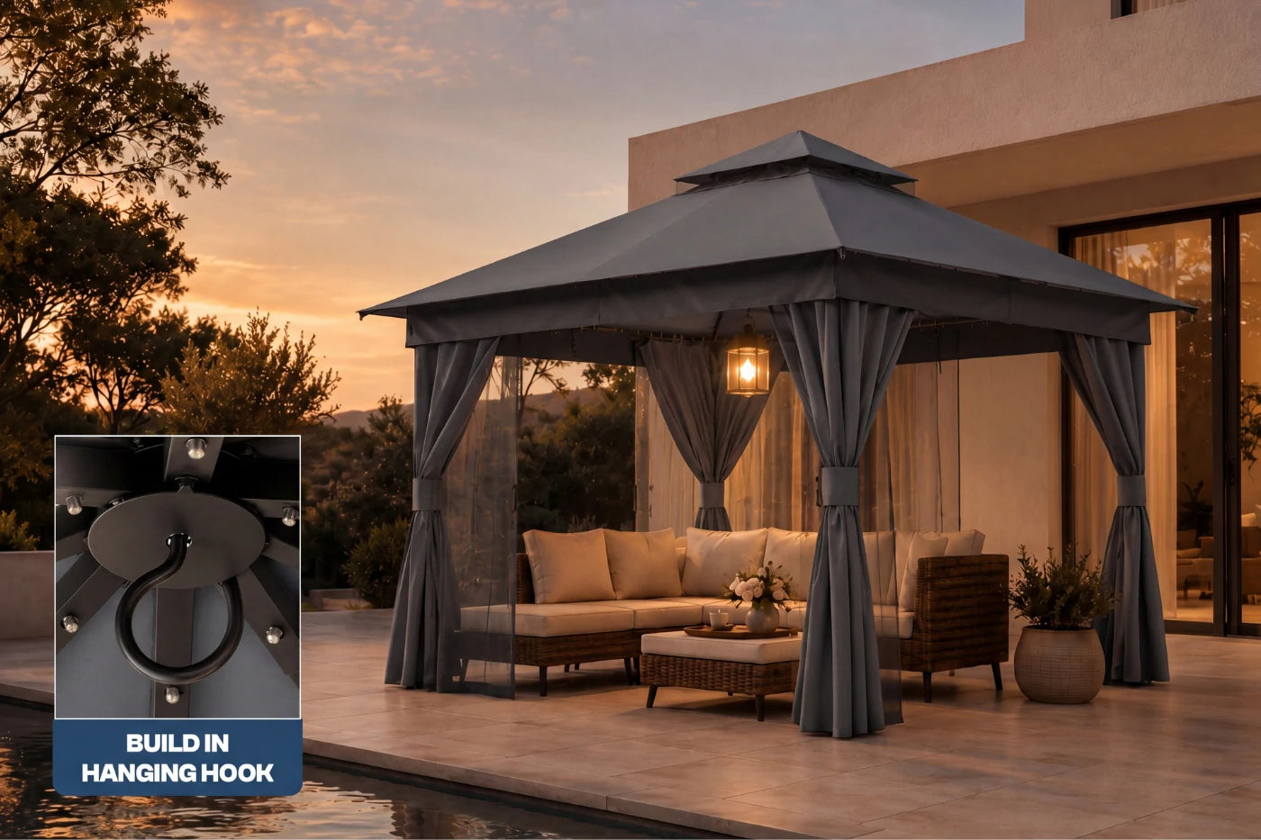 Double Roof Soft Top Gazebo