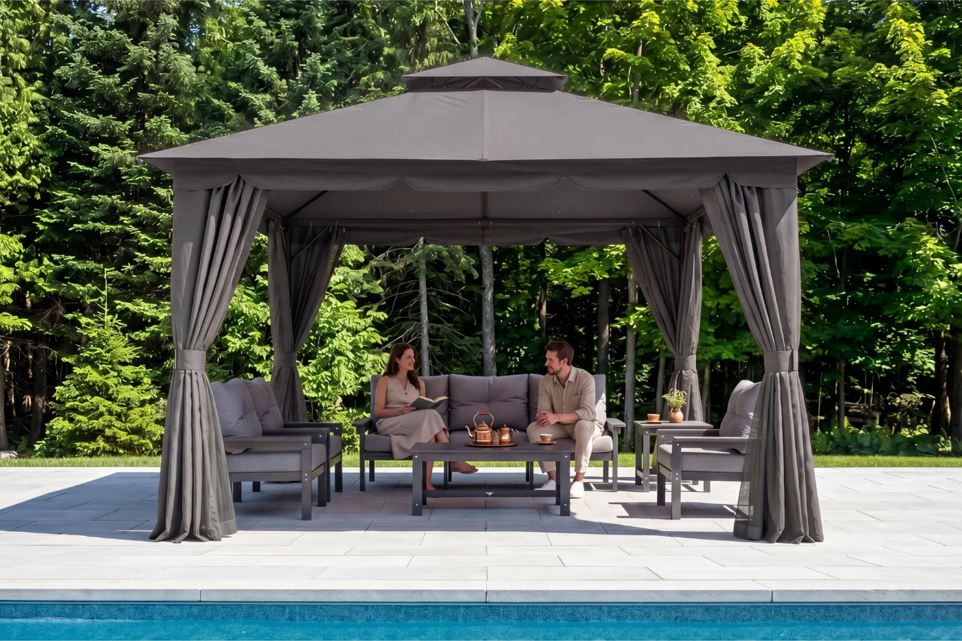 Double Roof Soft Top Gazebo